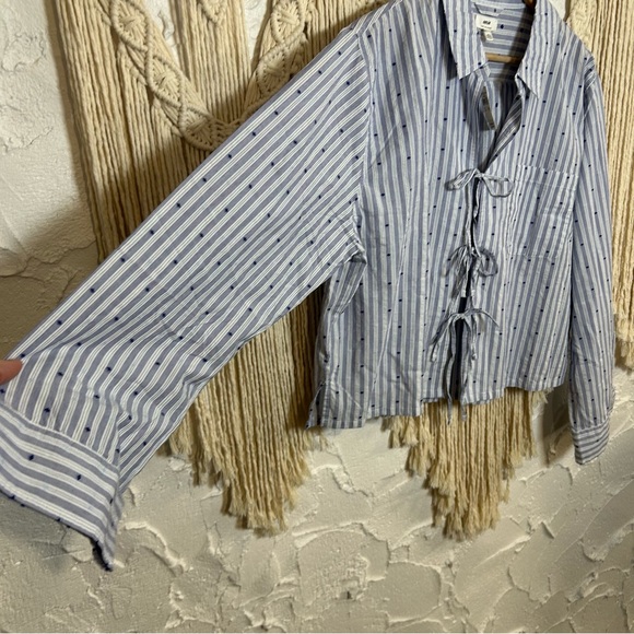 NWT Aerie Off-Duty Poplin Tie Front Blouse Women’s size Large - Picture 7 of 13